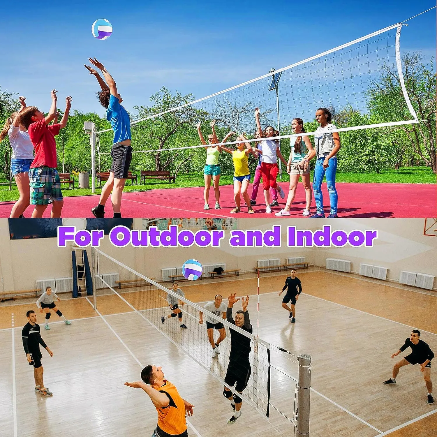 6 Pack Volleyballs Official Size 5, Waterproof Soft Bulk Recreational Volley Balls with Pump and Net Bag for Indoor Outdoor Beach Pool Water Sand Game Training Match for Beginner Teenager