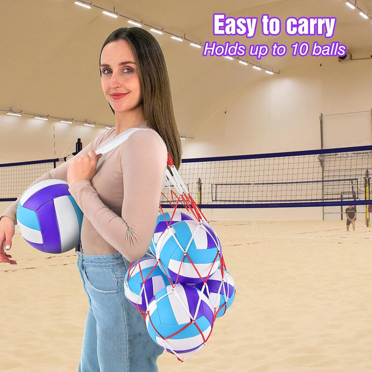 6 Pack Volleyballs Official Size 5, Waterproof Soft Bulk Recreational Volley Balls with Pump and Net Bag for Indoor Outdoor Beach Pool Water Sand Game Training Match for Beginner Teenager
