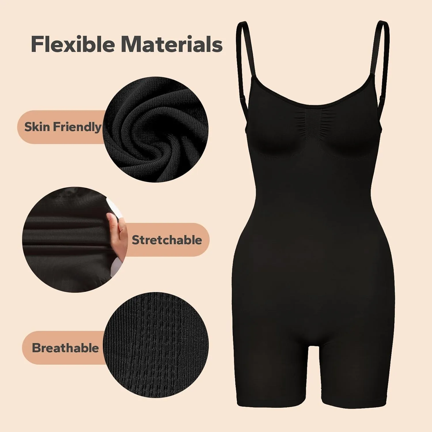 Bodysuit for Women, Mid-Thigh Shaperwear, Tummy Control Bodysuit, Waist Trainer, Seamless Sculpting Body Shaper