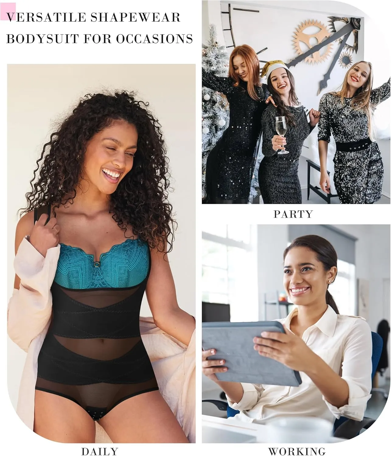 BRABIC Mesh Shapewear Bodysuit Tummy Control for Women Plus Size Faja Body Shaper Bodysuit Butt Lifter