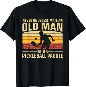 Cool Pickleball Art For Men Grandpa Paddle Pickleball Player T-Shirt