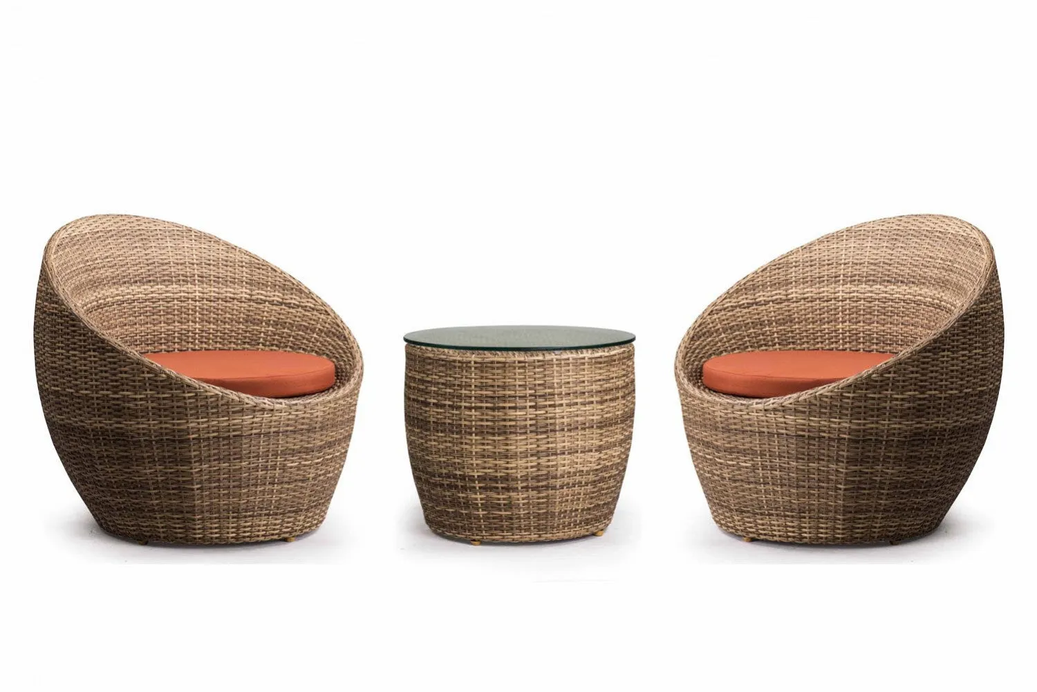 Cub Outdoor Patio Seating Set 2 Chairs and 1 Table Set (Arabica)