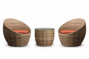 Cub Outdoor Patio Seating Set 2 Chairs and 1 Table Set (Arabica)