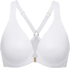 DELIMIRA Women's Front Closure Racerback Bras Plunge Unlined Underwire Full Coverage Seamless Bra B-H Cups
