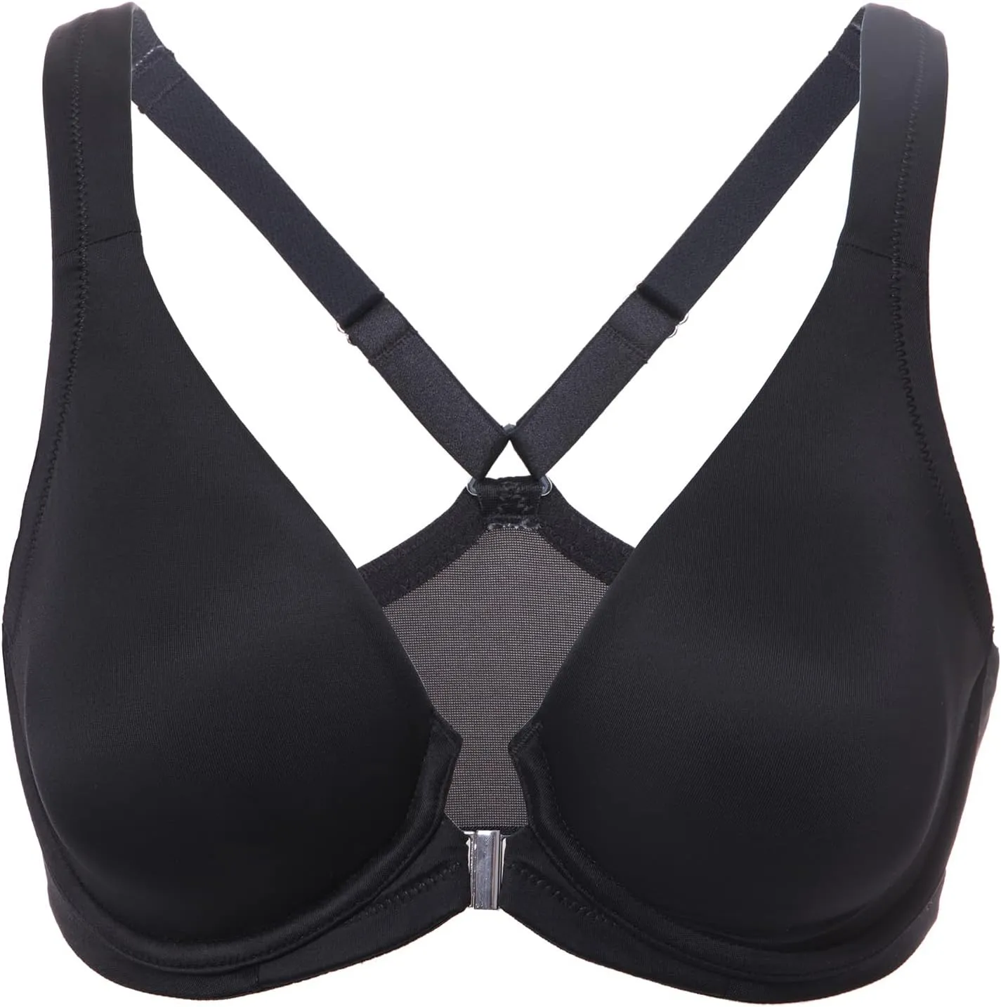 DELIMIRA Women's Front Closure Racerback Bras Plunge Unlined Underwire Full Coverage Seamless Bra B-H Cups
