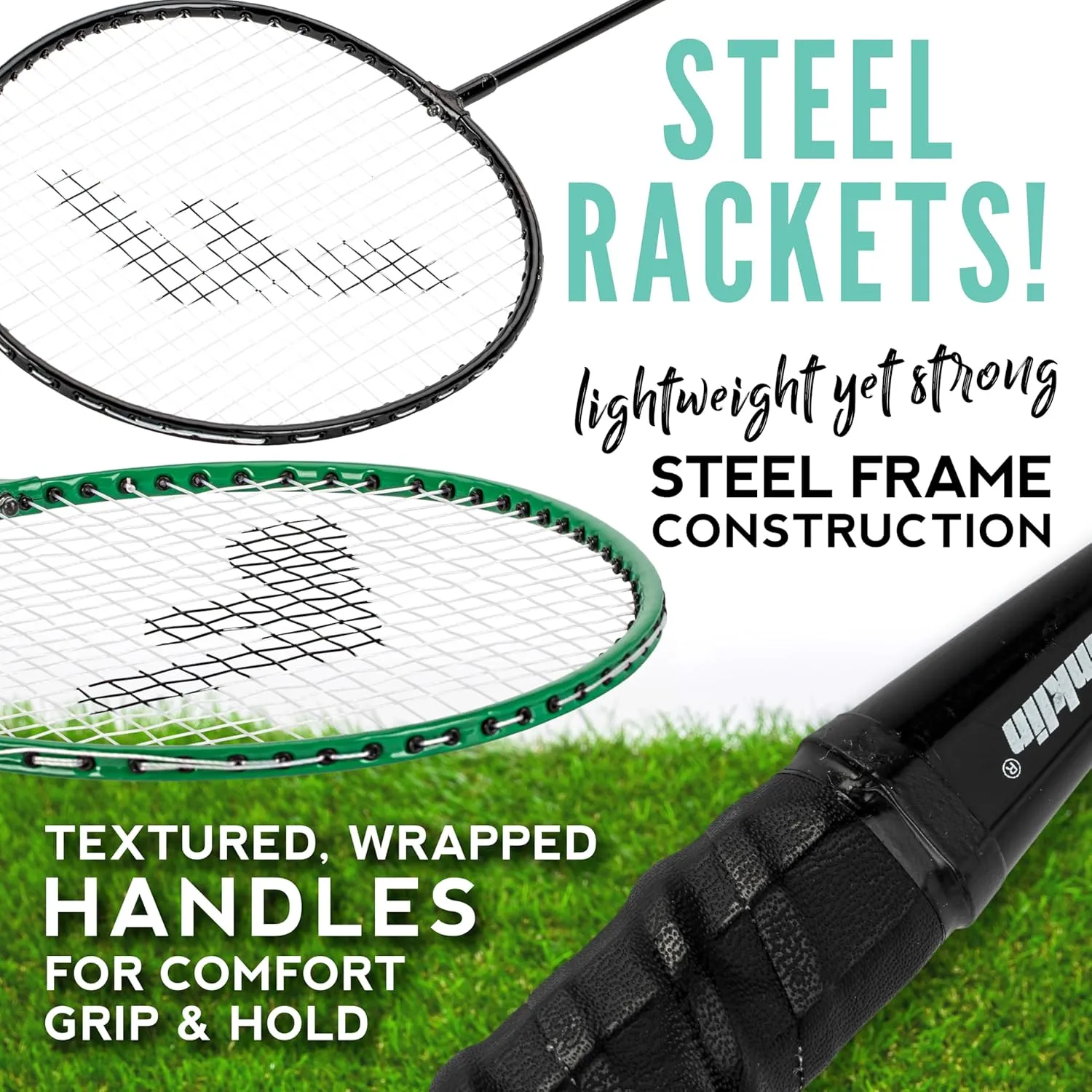 Franklin Sports Badminton Racket   Birdie Set - Replacement Badminton Equipment for Kids   Adults - 2 Player - 4 Player Badminton Racket Sets