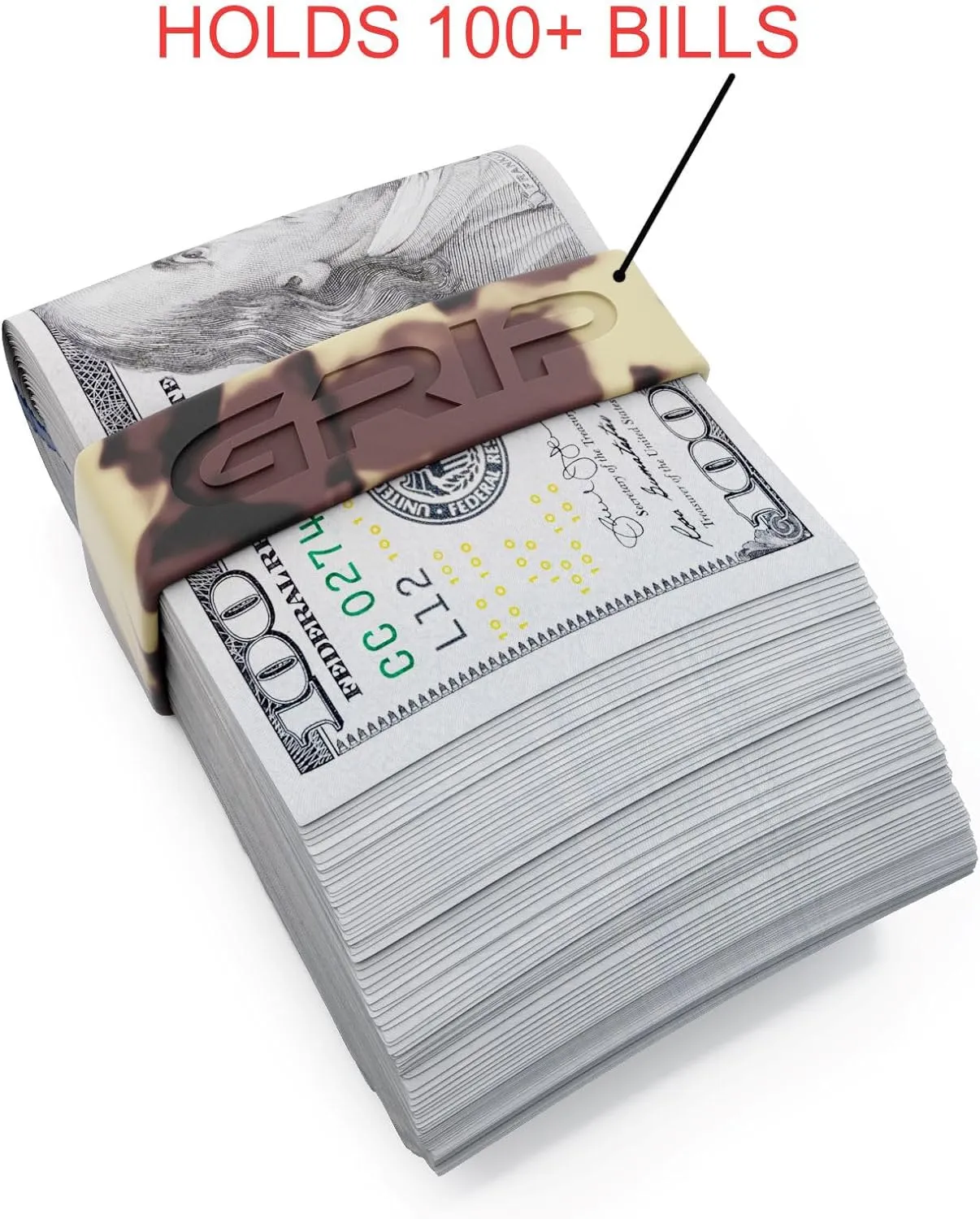 Grip Money Bands (Pack of 3) - JUNGLE CAMO - Premium Silicone Band for Cash & Cards - Slim & Durable Design