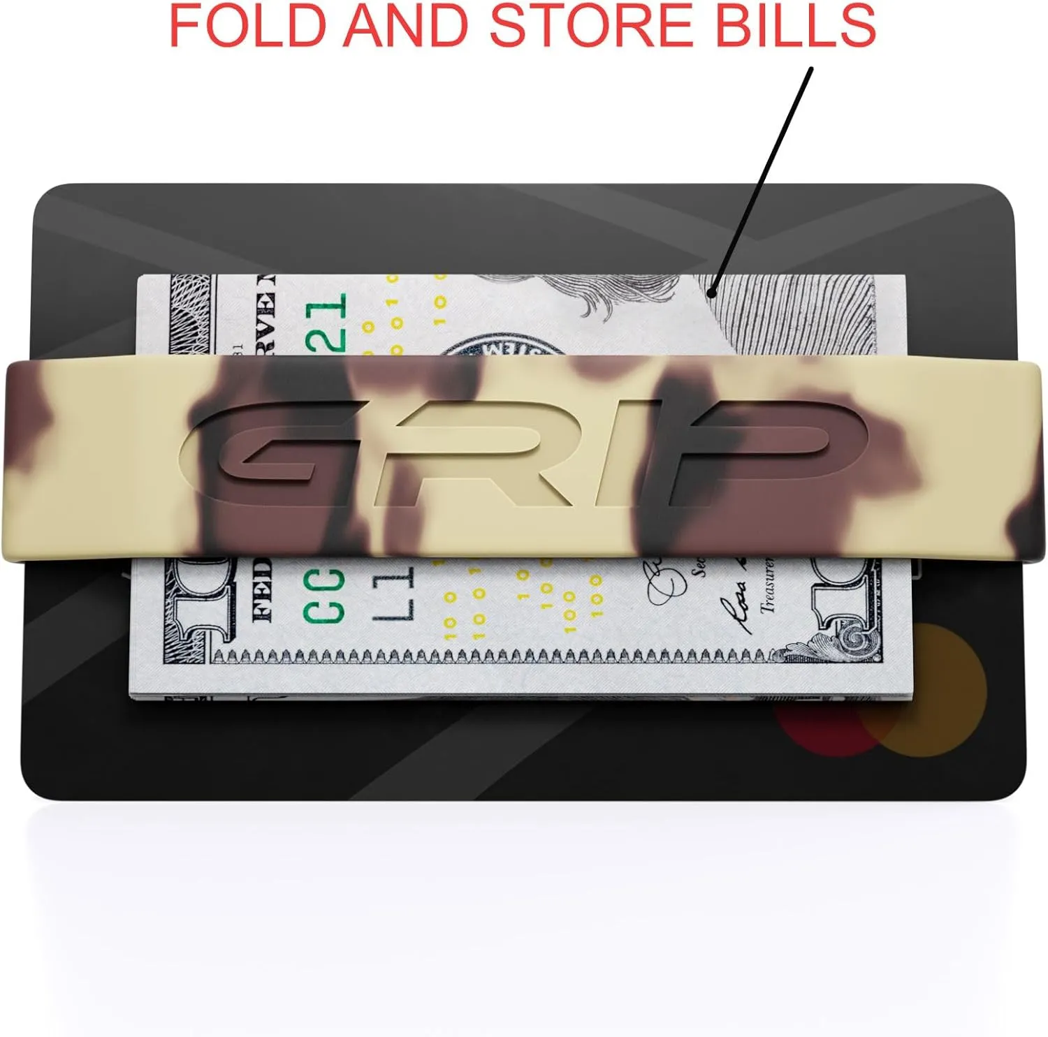 Grip Money Bands (Pack of 3) - JUNGLE CAMO - Premium Silicone Band for Cash & Cards - Slim & Durable Design