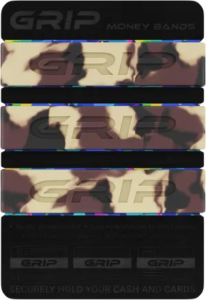 Grip Money Bands (Pack of 3) - JUNGLE CAMO - Premium Silicone Band for Cash & Cards - Slim & Durable Design