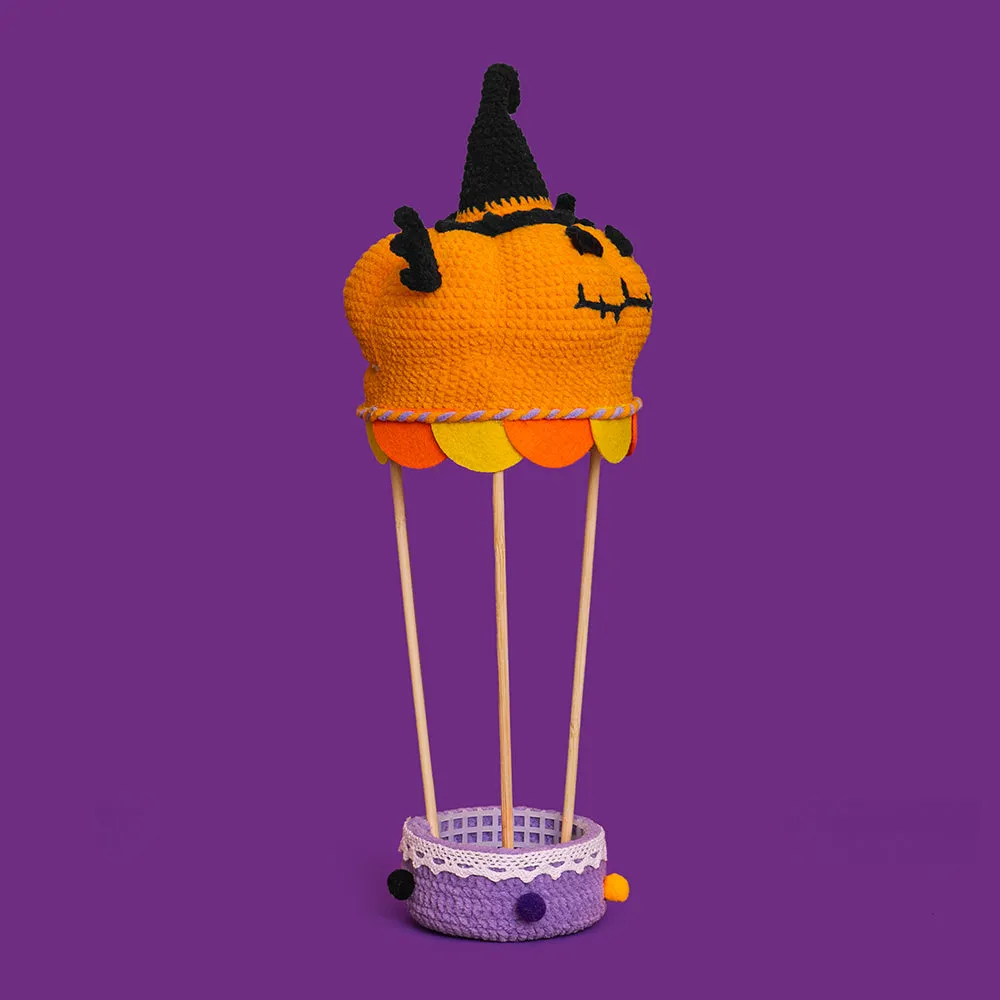 Halloween Pumpkin Hot Air Balloon with Led Lights Crochet Kit