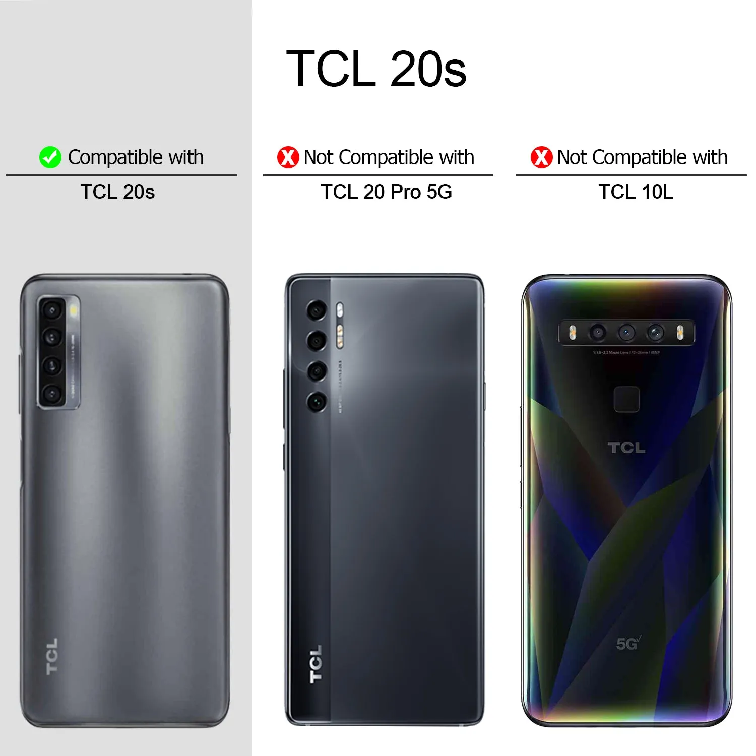 Heavy-Duty Case with Built-in Screen Protector for TCL 20s