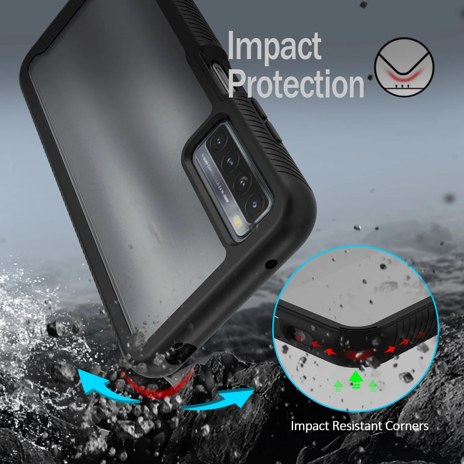 Heavy-Duty Case with Built-in Screen Protector for TCL 20s