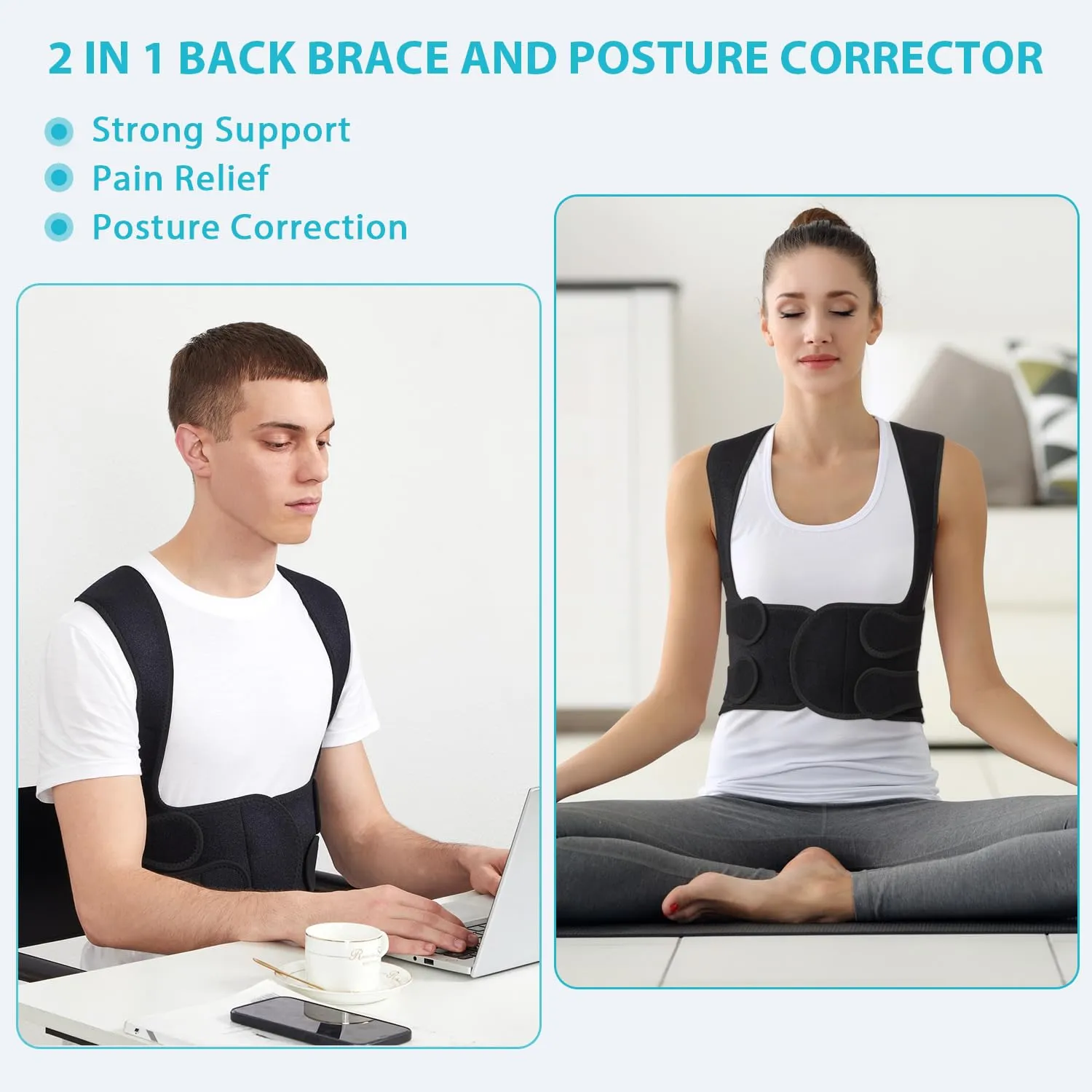 KD Back Brace Posture Corrector - Full Support for Women and Men - Straighten Shoulders, Relieve Upper and Lower Back Pain - Ideal for Scoliosis, Hunchback, Hump, Thoracic Issues (X-Large)