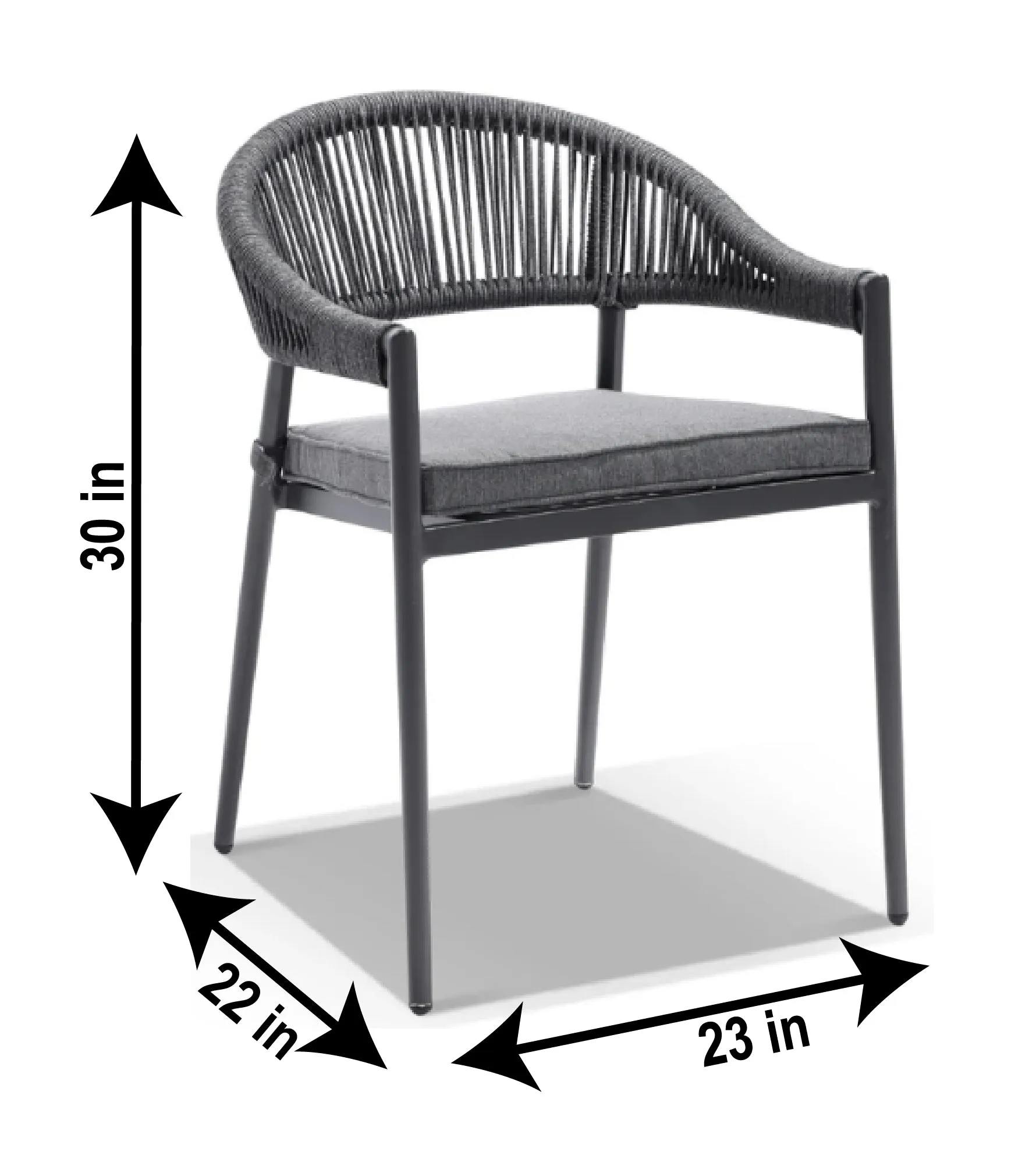 Maven Outdoor Patio Seating Set 4 Chairs and 1 Table Set (Dark Grey) Braided & Rope