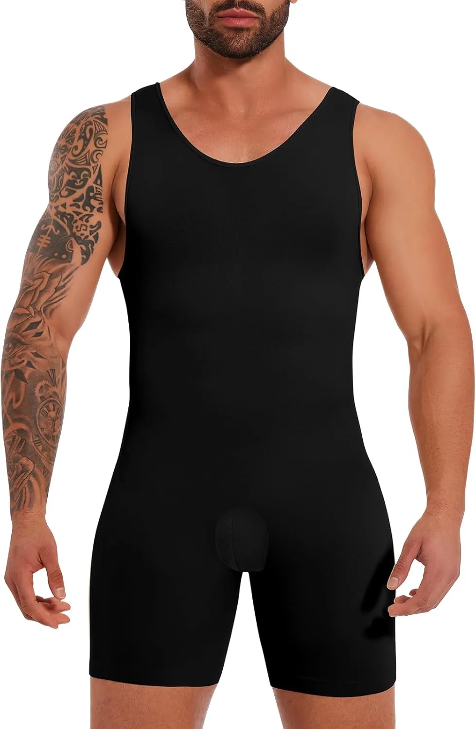 Mens Full Body Shaper Slimming Compression Bodysuit Shapewear Thigh Slimmer Tummy Control Fajas Para Hombres