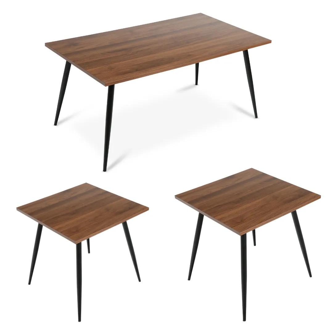 Mid Century Modern Style Walnut Coffee Table and 2 Side Table Set