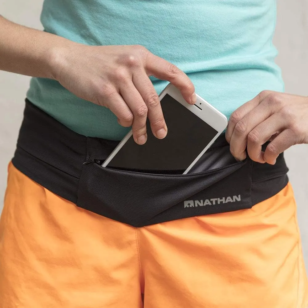 Nathan Running Belt  The Zipster Lite  Waist Pack with 2 Zippers. Bounce Free Pouch/Lightweight/Runners Fanny Pack. Fits All iPhones, Android, Samsung. for Men and Women.