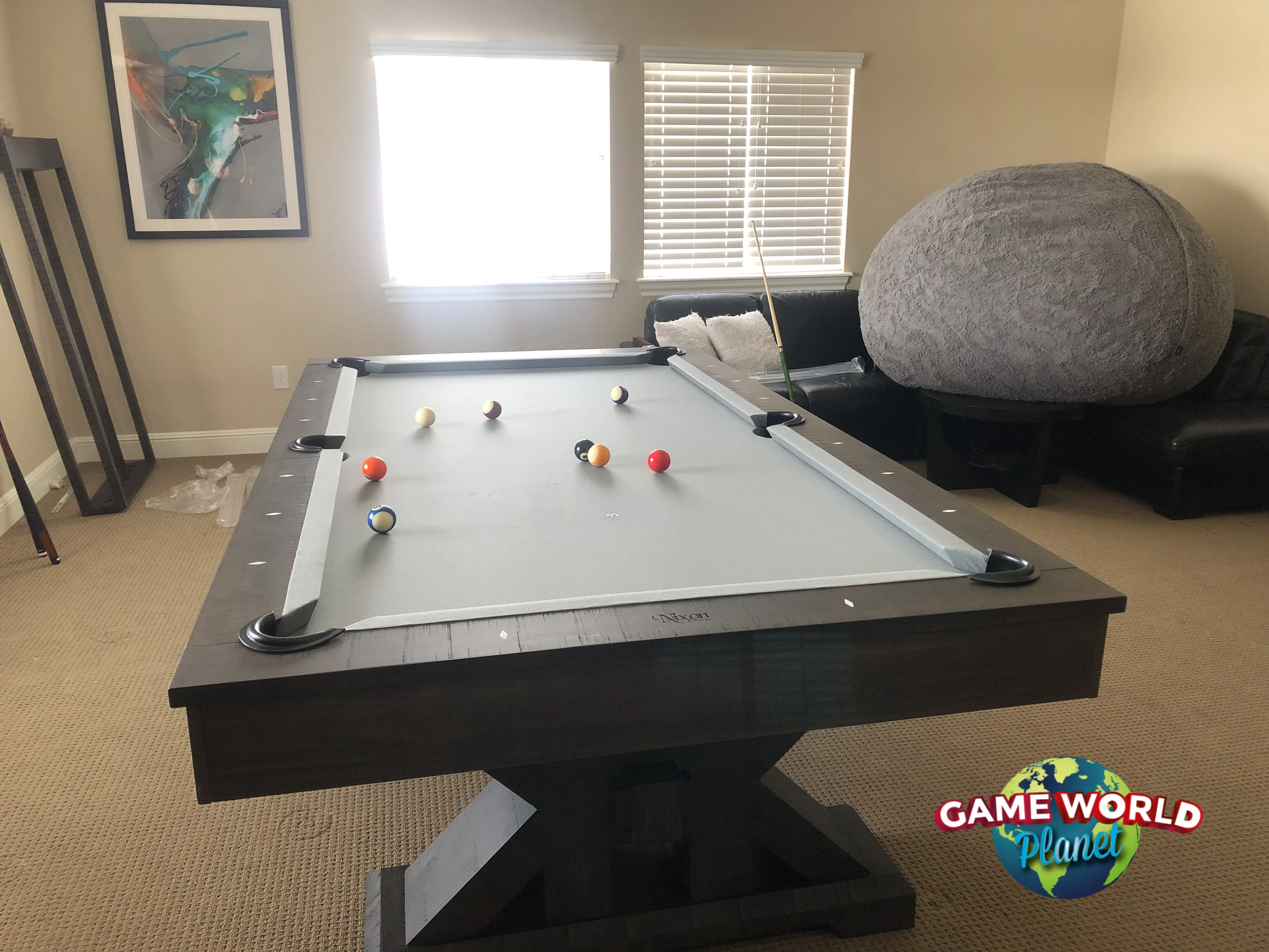 Nixon Jasper 8' Slate Pool Table in Weathered Slate Finish w/ Dining Top Option