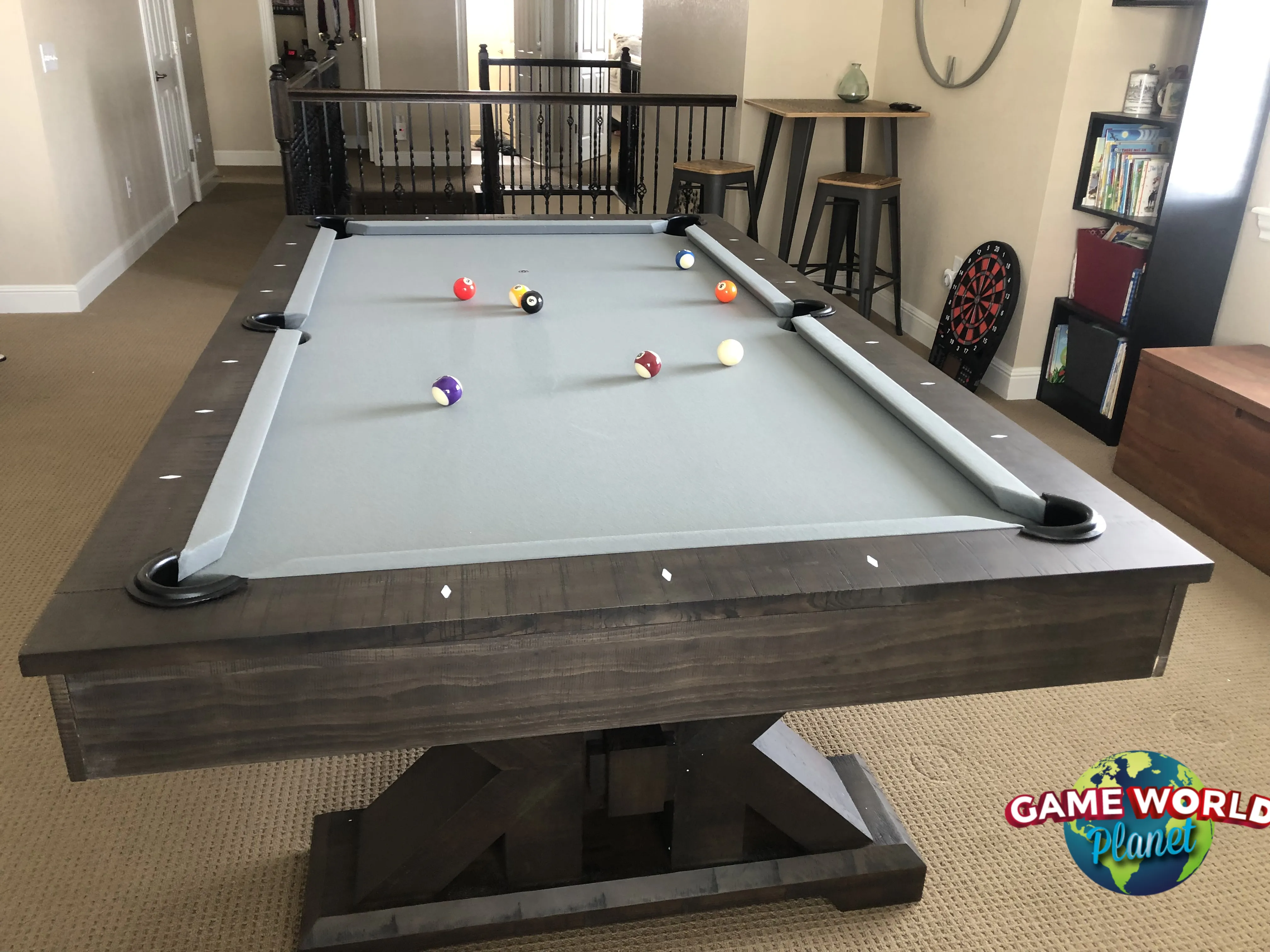 Nixon Jasper 8' Slate Pool Table in Weathered Slate Finish w/ Dining Top Option