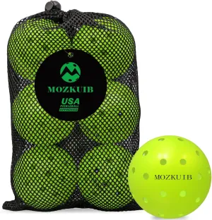 Outdoor Pickleball Balls - USAPA Approved, High Visibility, Good Balance, Seamless One-Piece Design, Ideal for Cold Weather/Hot Weather, 6/12 Pack with Pickleballs Bag(Green)