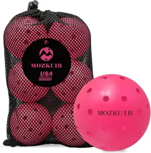 Outdoor Pickleball Balls - USAPA Approved, High Visibility, Good Balance, Seamless One-Piece Design, Ideal for Cold Weather/Hot Weather, 6/12 Pack with Pickleballs Bag(Pink)
