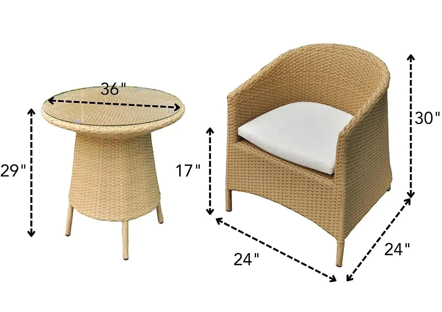 Pepe Outdoor Patio Seating Set 4 Chairs and 1 Table Set (Honey)