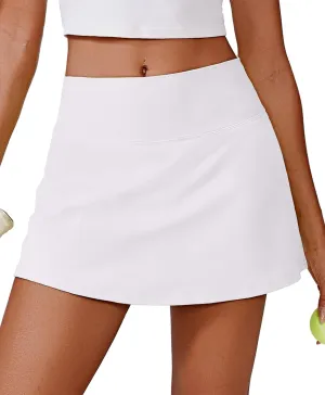 PINSPARK Womens Tennis Skirt High Waisted Golf Skort with 2 Pockets Stretchy Athletic Skirts for Workout Pickleball Running