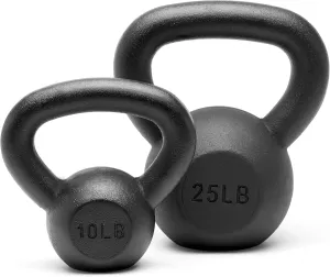 Powder Coated Solid Cast Iron Kettlebell Weights Set 5, 10 15, 20, 25, 30, 35, 40, 45 lbs All Combination