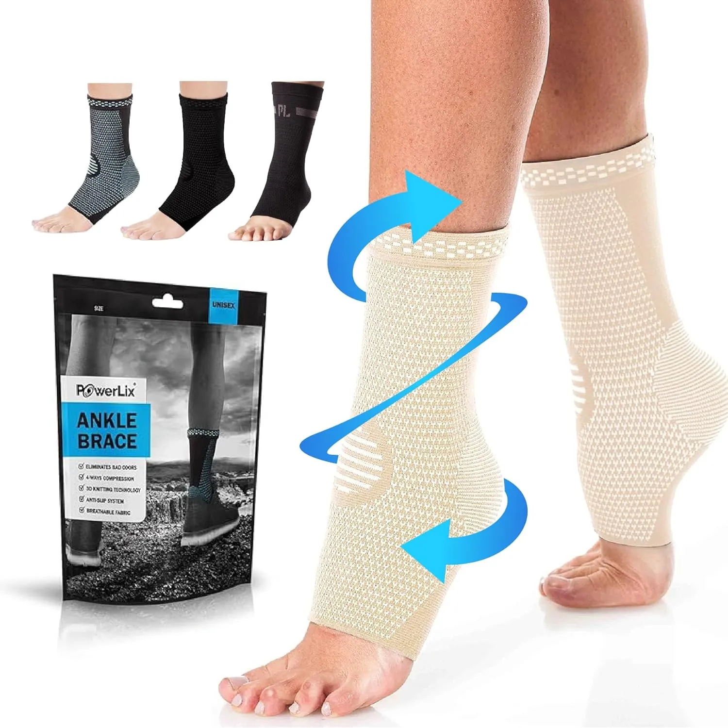 POWERLIX Legs Orthopedic Brace Compression Support Sleeve (Pair) for Swelling, Sprain, Plantar Fasciitis, Arthritis, Tendinitis