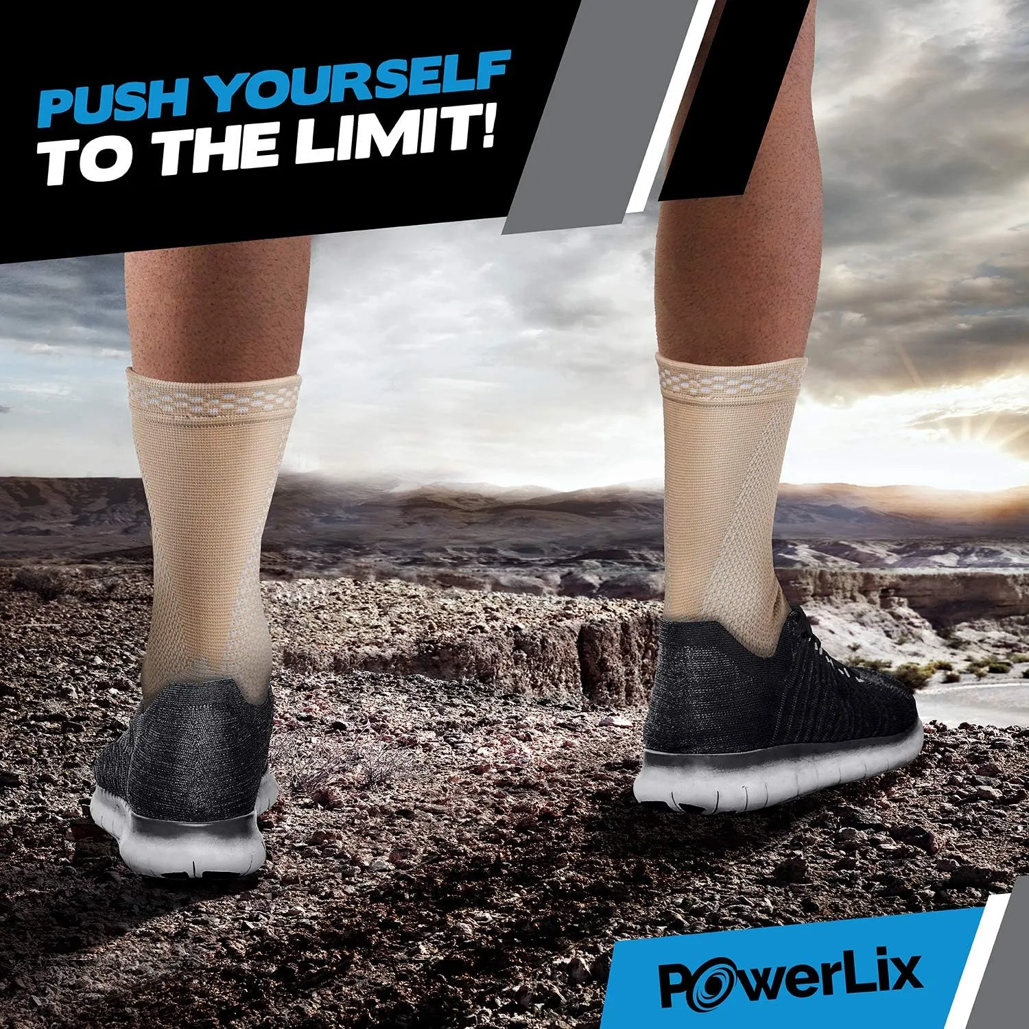 POWERLIX Legs Orthopedic Brace Compression Support Sleeve (Pair) for Swelling, Sprain, Plantar Fasciitis, Arthritis, Tendinitis