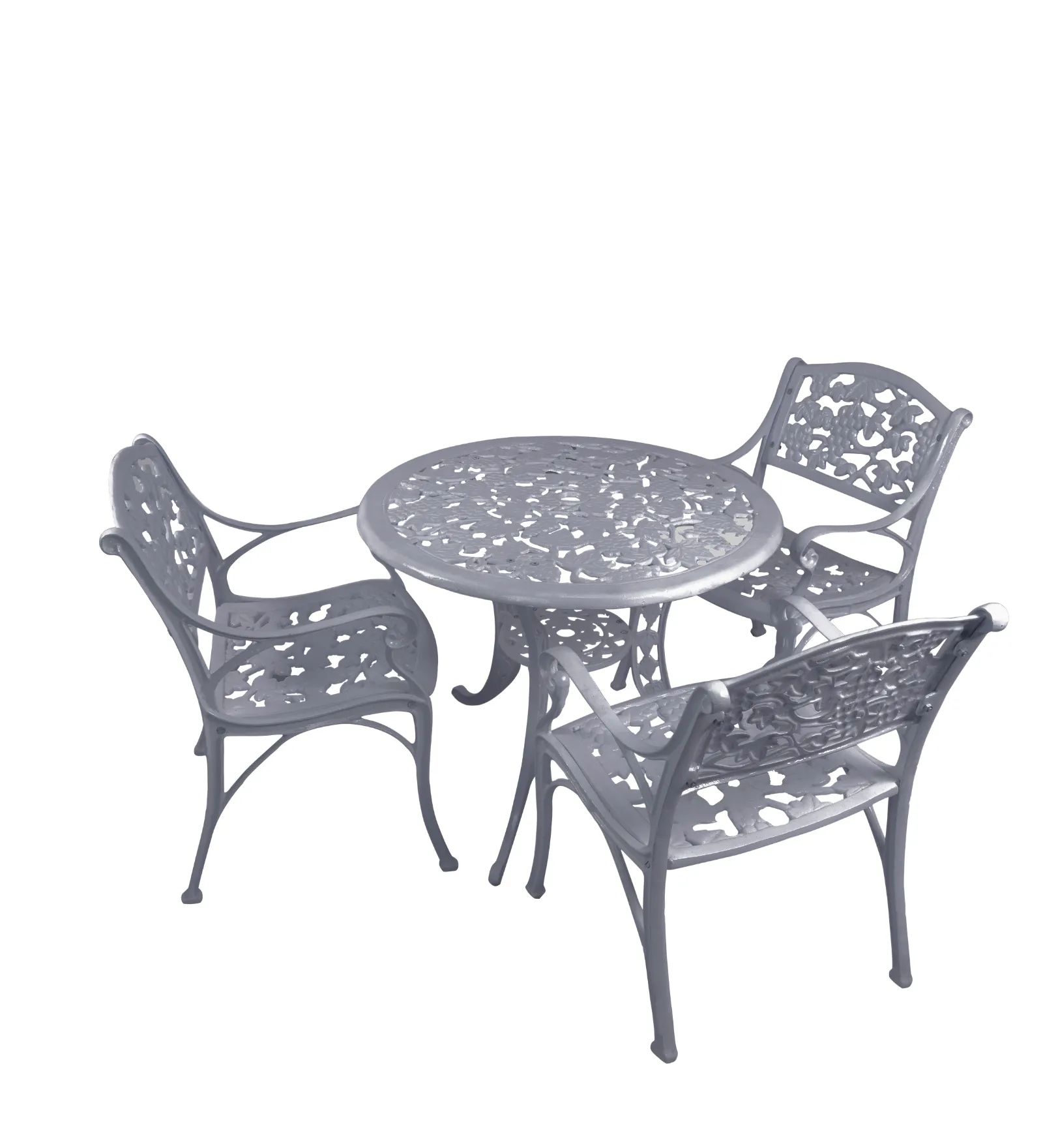 Rahel Cast Aluminium Garden Patio Seating 3 Chair and 1 Table Set