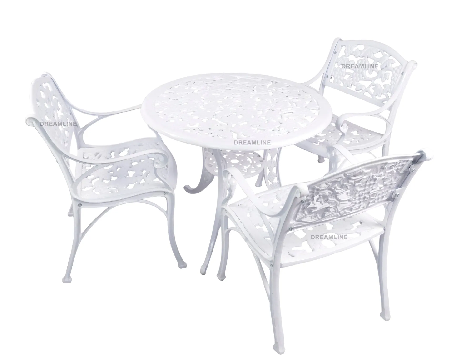 Rahel Cast Aluminium Garden Patio Seating 3 Chair and 1 Table Set