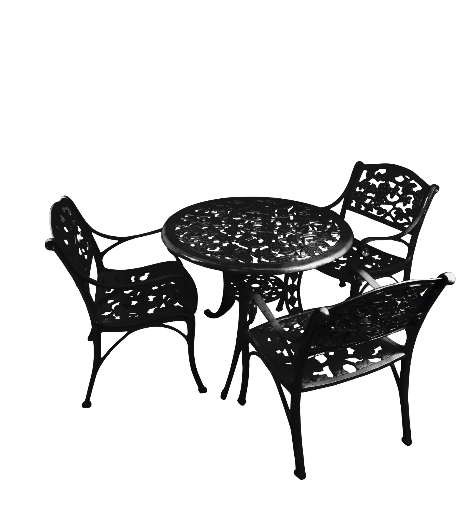 Rahel Cast Aluminium Garden Patio Seating 3 Chair and 1 Table Set