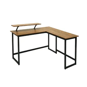 Retro Industrial Computer Table£¬L-shaped, with Monitor Stand