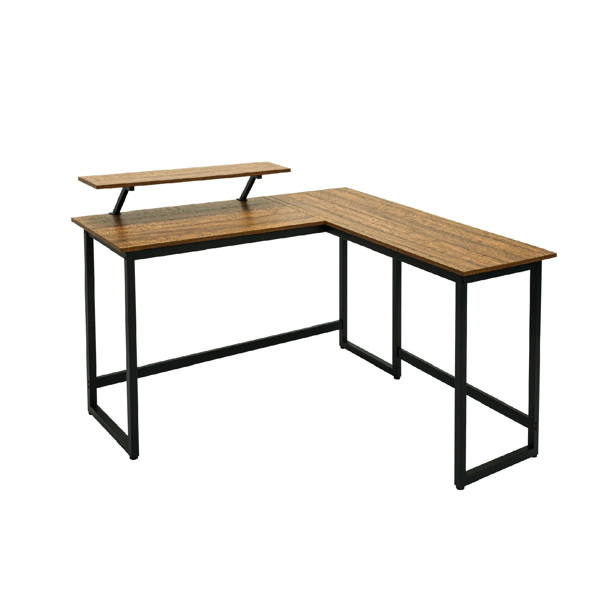 Retro Industrial Computer Table£¬L-shaped, with Monitor Stand