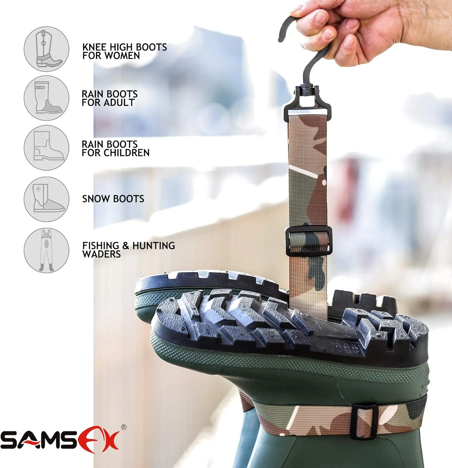 SAMSFX Fishing Wader Boot Hanger Adjustable Strap for Storage Drying