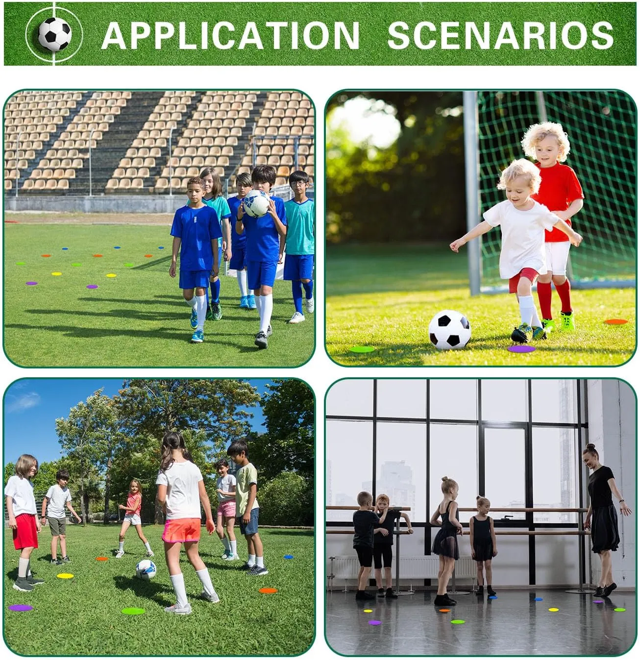 Spot Markers 4.72 Inch 9Inch Non Slip Rubber Floor Markers Flat Field Cones Poly Dots for Soccer Basketball Sports Speed Agility Training and Drills