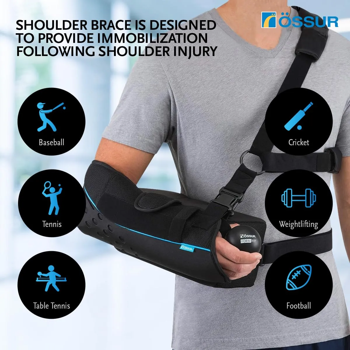 ssur Formfit Shoulder Brace with Abduction - Adjustable Support for Injury Recovery, Rotator Cuff, Labrum Tear, & Pain Relief - Orthopedic Solution for Men & Women - Shoulder Stabilizer (Regular)