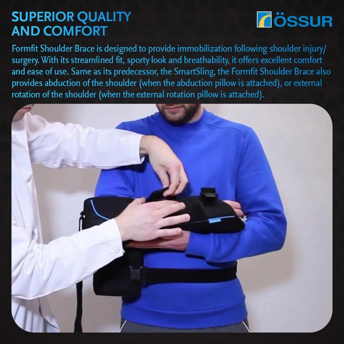ssur Formfit Shoulder Brace with Abduction - Adjustable Support for Injury Recovery, Rotator Cuff, Labrum Tear, & Pain Relief - Orthopedic Solution for Men & Women - Shoulder Stabilizer (Regular)
