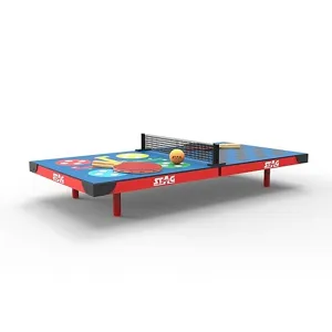STAG ICONIC 4-in-1 Super Mini Table Tennis Table - Indoor/Outdoor All in One Fun Board Game Sized Table with Checkers, Chess, Ludo and Ping Pong | Includes All Game Accessories
