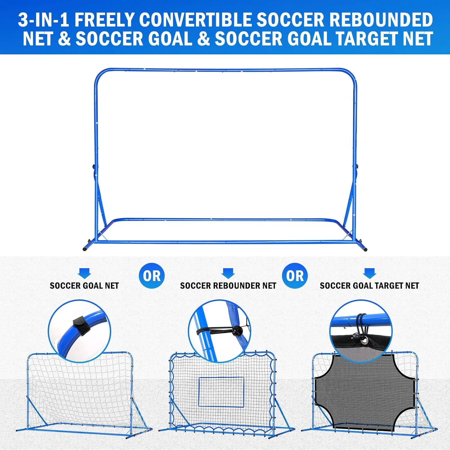Three Mode Soccer Goal & Rebounder Net & Target Net,Four Targets for Precise Training,Tough-Built for Intense Shots,Quick-Switch Angle Soccer Training for Control/Passing Practice for Kids Teen
