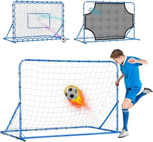 Three Mode Soccer Goal & Rebounder Net & Target Net,Four Targets for Precise Training,Tough-Built for Intense Shots,Quick-Switch Angle Soccer Training for Control/Passing Practice for Kids Teen