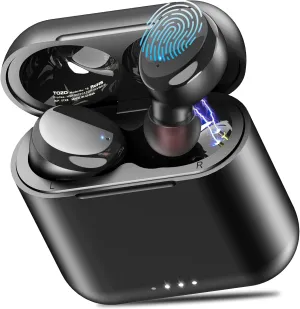 TOZO T6 True Wireless Earbuds Bluetooth 5.3 Headphones 50H Long Playtime, Wireless Charging Case, IPX8 Waterproof Stereo Earphones, Built-in Mic Calls, Headset Premium Deep Bass 32 Preset EQs via APP