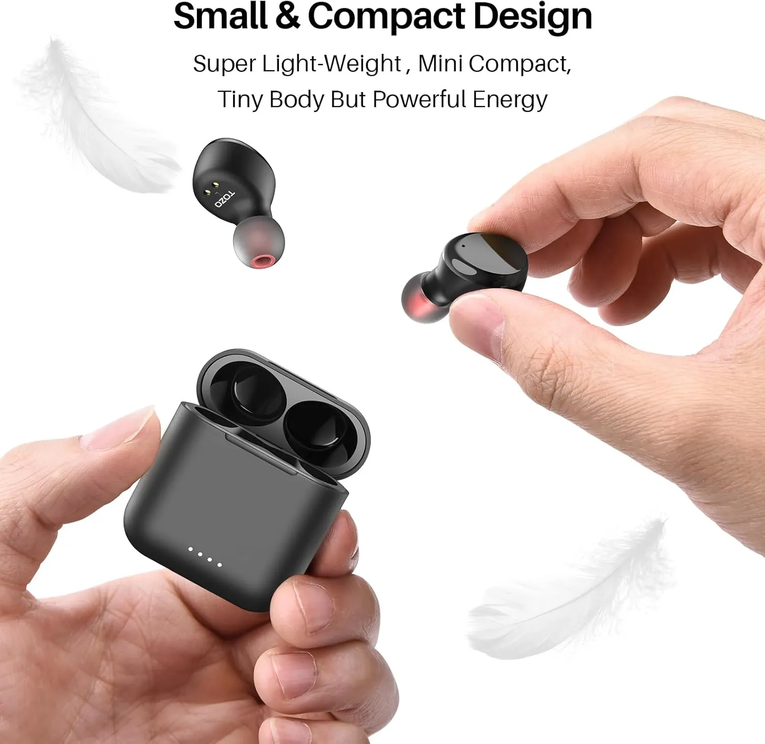 TOZO T6 True Wireless Earbuds Bluetooth 5.3 Headphones 50H Long Playtime, Wireless Charging Case, IPX8 Waterproof Stereo Earphones, Built-in Mic Calls, Headset Premium Deep Bass 32 Preset EQs via APP