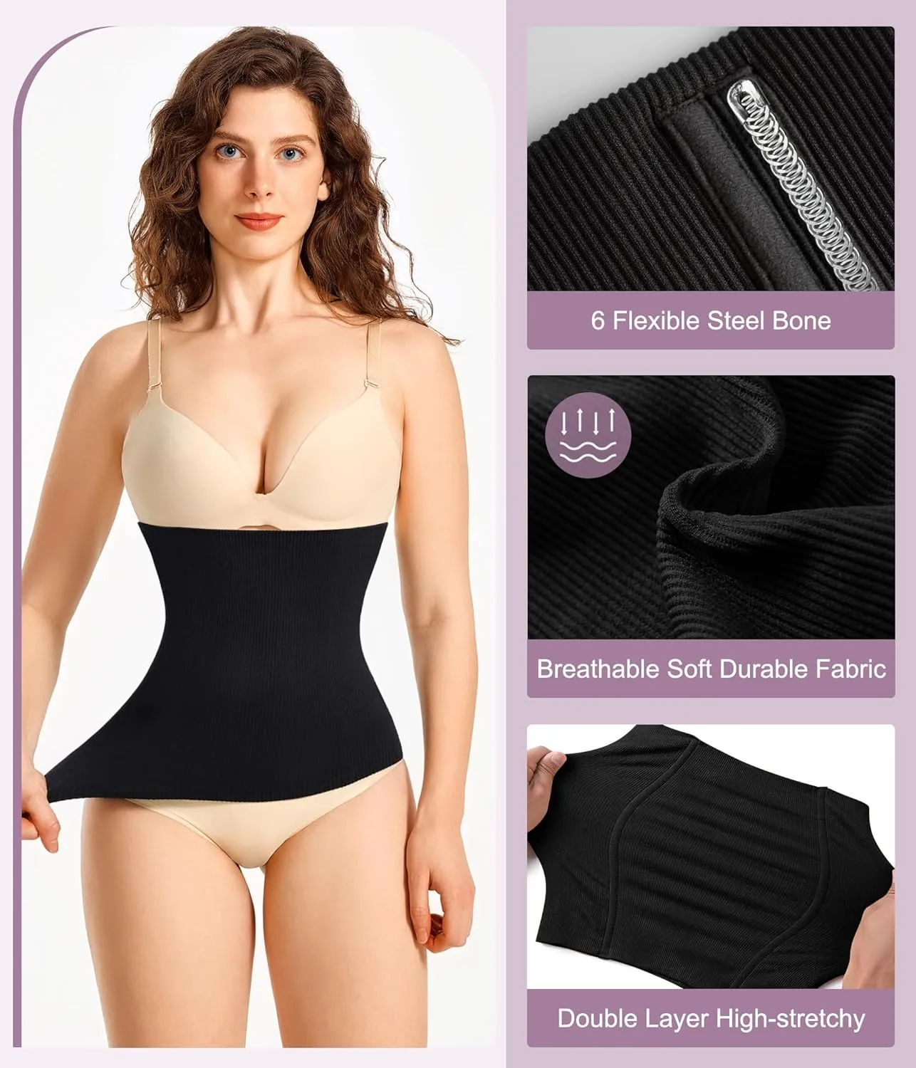 YERKOAD Waist Trainer for Women Corset Shapewear Tummy Control Faja Body Shaper Seamless Waist Cincher Postpartum Belly Band