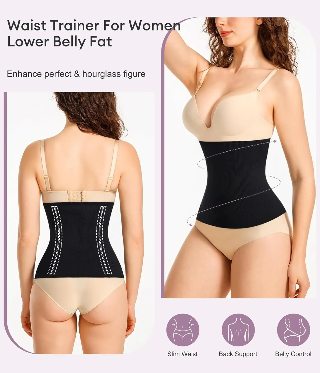 YERKOAD Waist Trainer for Women Corset Shapewear Tummy Control Faja Body Shaper Seamless Waist Cincher Postpartum Belly Band