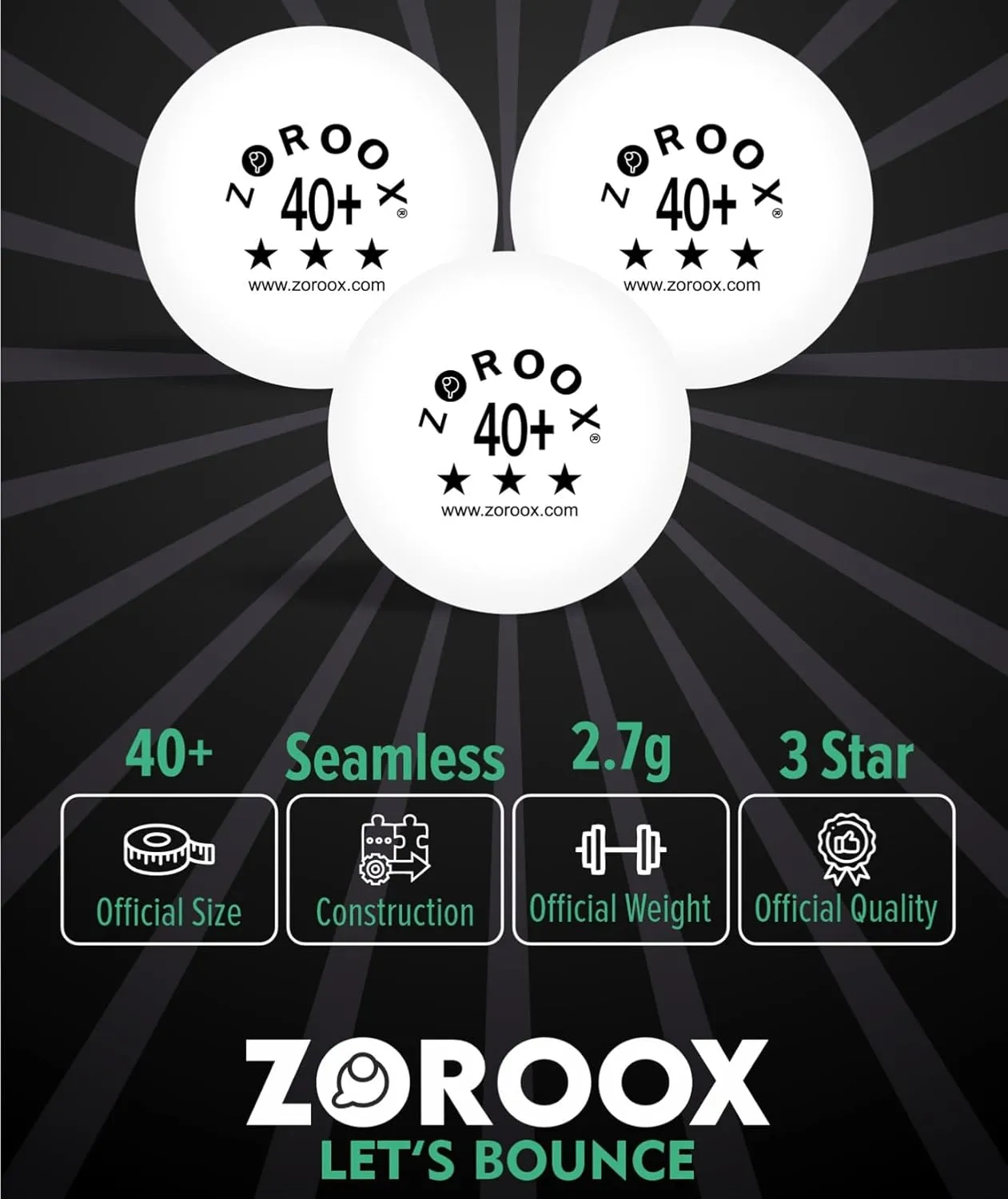 ZOROOOX High-Performance 3-Star Table Tennis Balls - Pack of | 9, 18, 36 or 72 | Orange or White | 40  ABS Competition Grade Ping Pong Balls